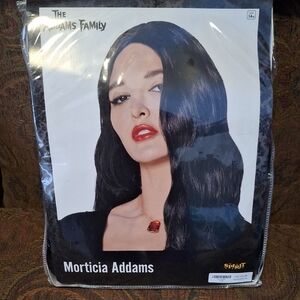 Spirit Morticia Addams Wig and Necklace Set